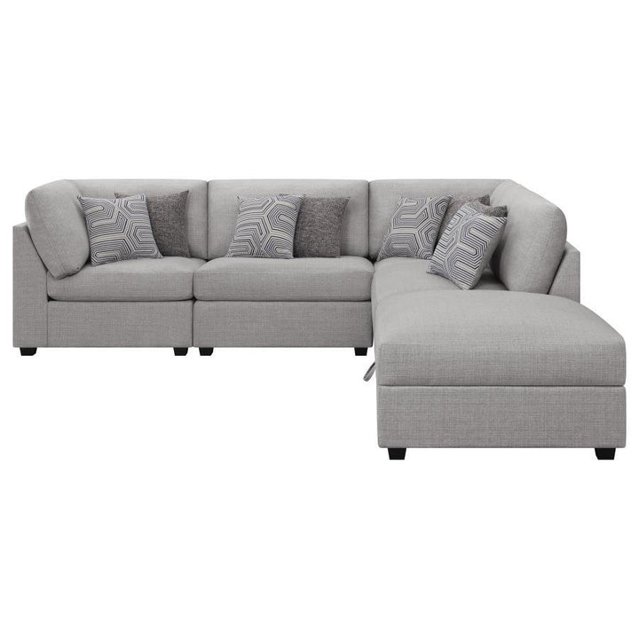 Cambria - 5 Piece Upholstered Modular Sectional Sofa - Gray Stationary Sectional modern furniture Contempo Furniture