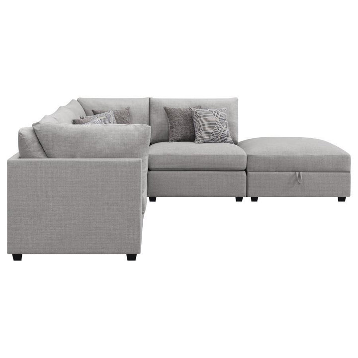 Cambria - 5 Piece Upholstered Modular Sectional Sofa - Gray Stationary Sectional modern furniture Contempo Furniture