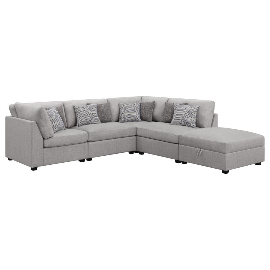Cambria - 5 Piece Upholstered Modular Sectional Sofa - Gray Stationary Sectional modern furniture Contempo Furniture