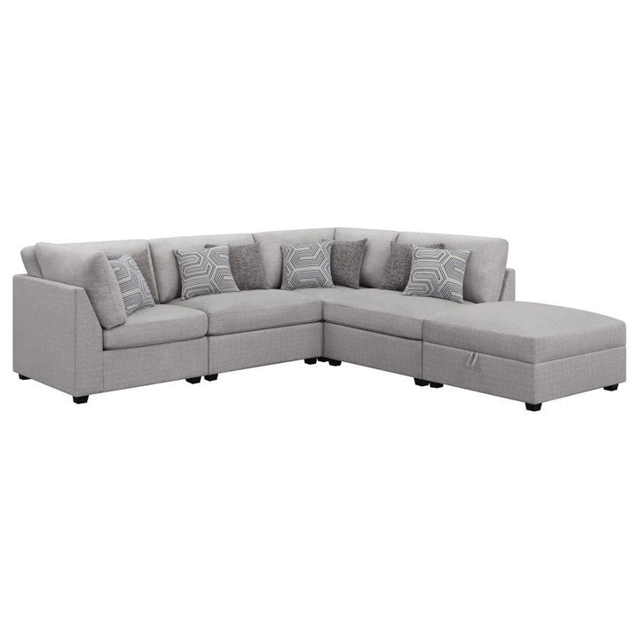 Cambria - 5 Piece Upholstered Modular Sectional Sofa - Gray Stationary Sectional modern furniture Contempo Furniture