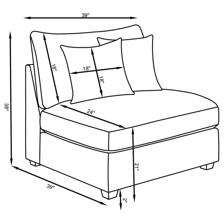 Cambria - 5 Piece Upholstered Modular Sectional Sofa - Gray Stationary Sectional modern furniture Contempo Furniture