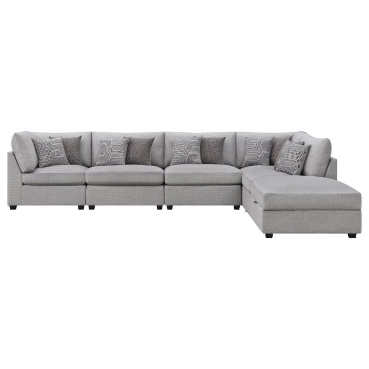 Cambria - 6 Piece Modular Upholstered Sectional Sofa - Gray Stationary Sectional modern furniture Contempo Furniture
