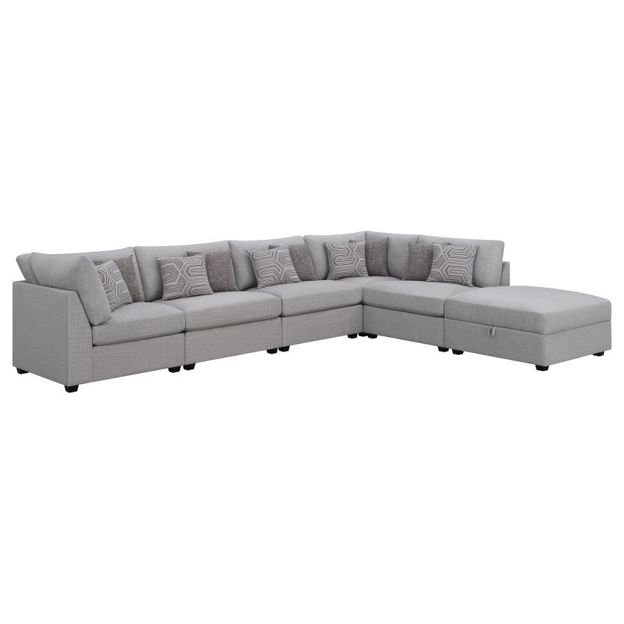 Cambria - 6 Piece Modular Upholstered Sectional Sofa - Gray Stationary Sectional modern furniture Contempo Furniture