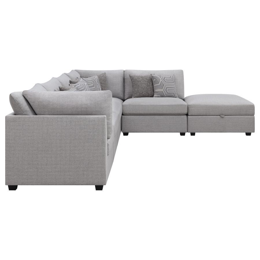Cambria - 6 Piece Modular Upholstered Sectional Sofa - Gray Stationary Sectional modern furniture Contempo Furniture
