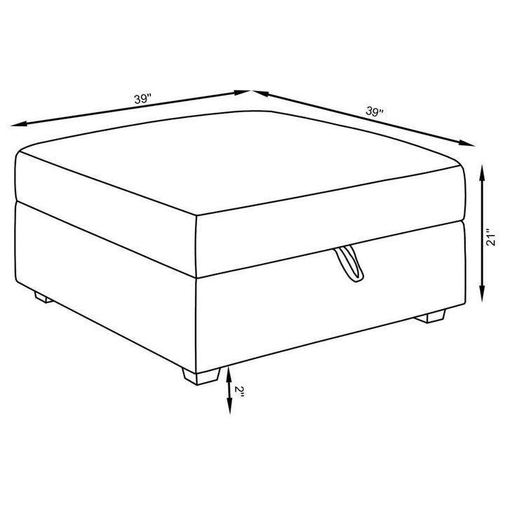 Cambria - Square Upholstered Storage Ottoman - Gray Storage Ottoman modern furniture Contempo Furniture