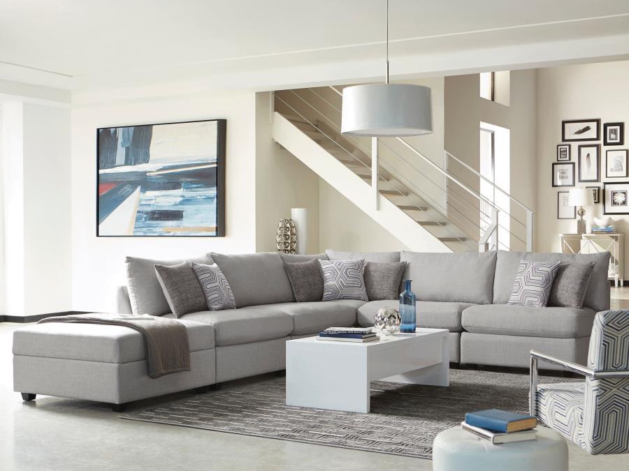 Cambria - Square Upholstered Storage Ottoman - Gray Storage Ottoman modern furniture Contempo Furniture
