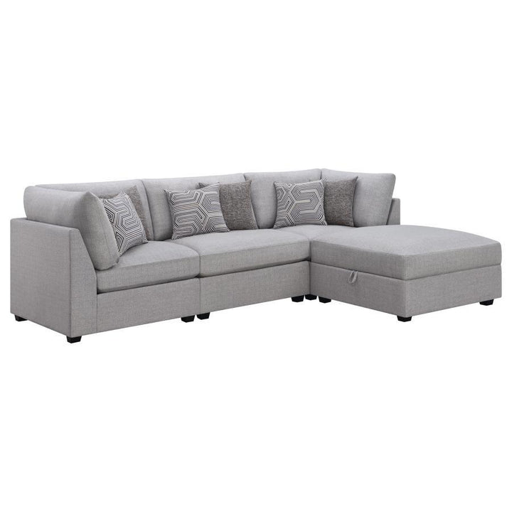 Cambria - Upholstered 4 Piece Modular Sectional Sofa - Gray Stationary Sectional modern furniture Contempo Furniture