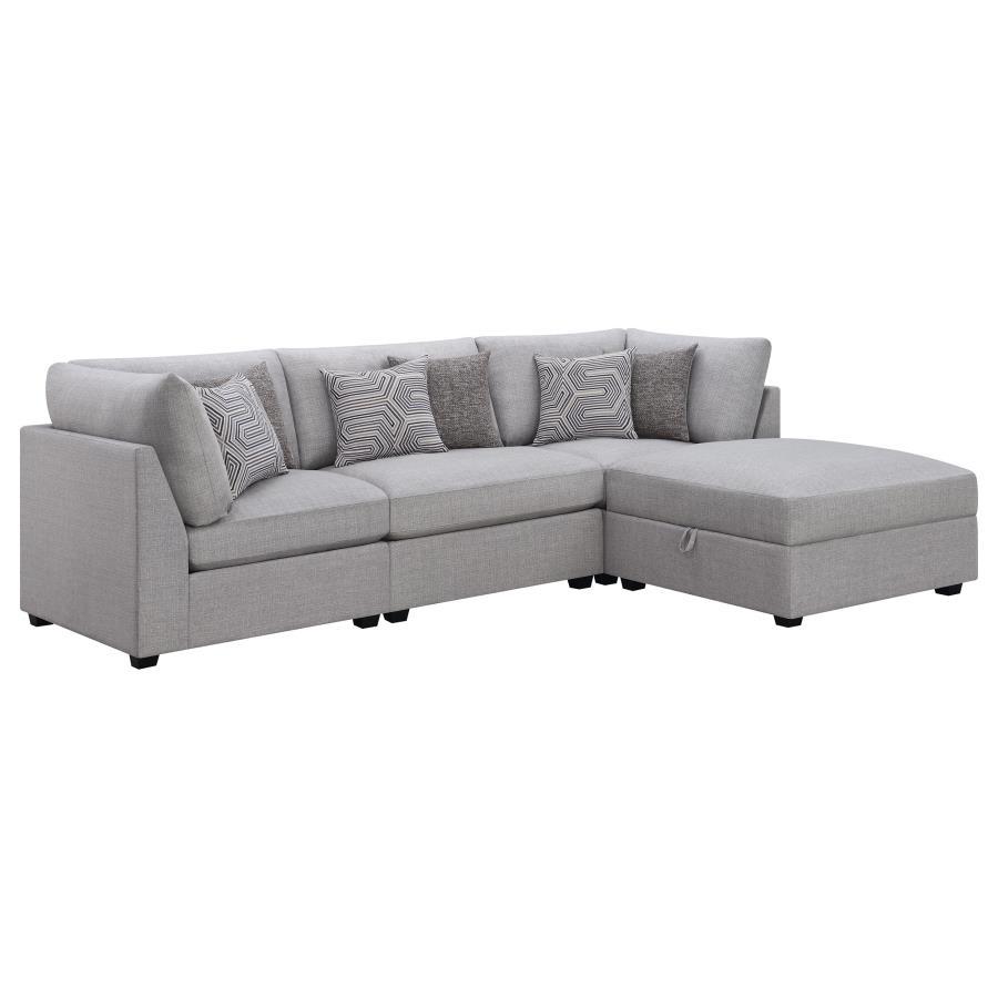 Cambria - Upholstered 4 Piece Modular Sectional Sofa - Gray Stationary Sectional modern furniture Contempo Furniture
