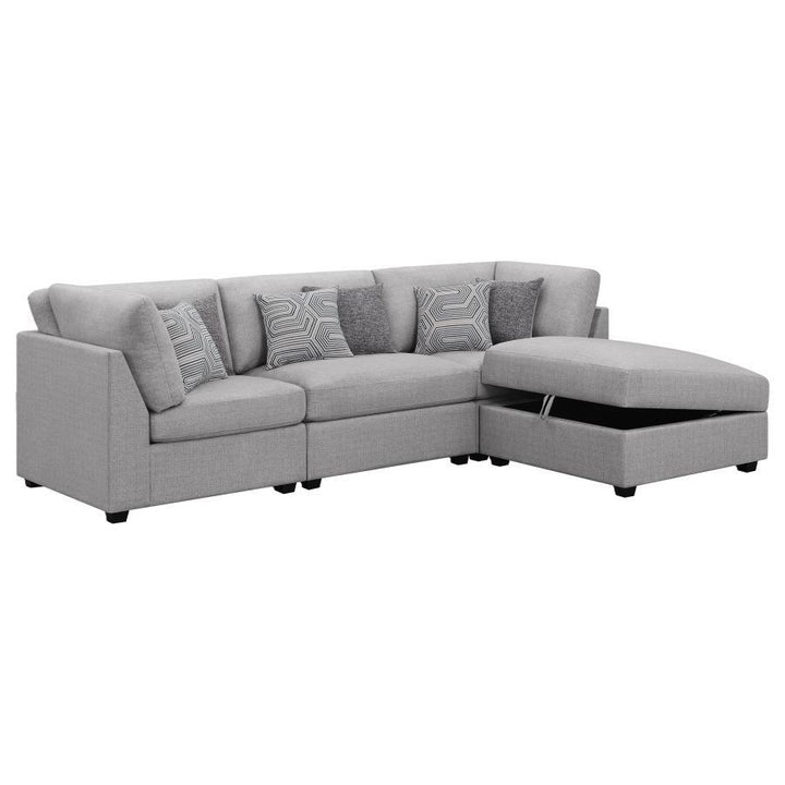 Cambria - Upholstered 4 Piece Modular Sectional Sofa - Gray Stationary Sectional modern furniture Contempo Furniture