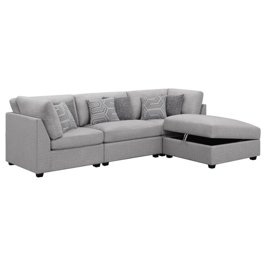 Cambria - Upholstered 4 Piece Modular Sectional Sofa - Gray Stationary Sectional modern furniture Contempo Furniture