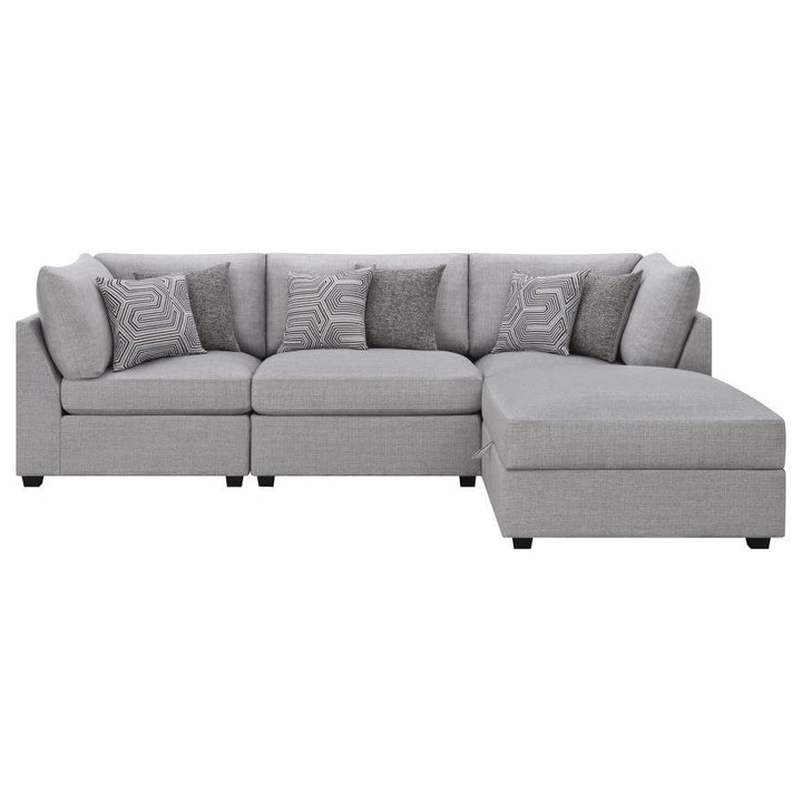Cambria - Upholstered 4 Piece Modular Sectional Sofa - Gray Stationary Sectional modern furniture Contempo Furniture