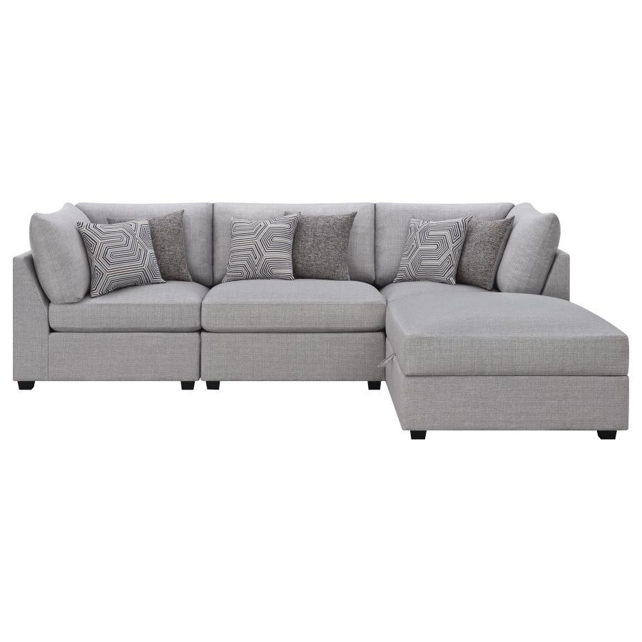 Cambria - Upholstered 4 Piece Modular Sectional Sofa - Gray Stationary Sectional modern furniture Contempo Furniture
