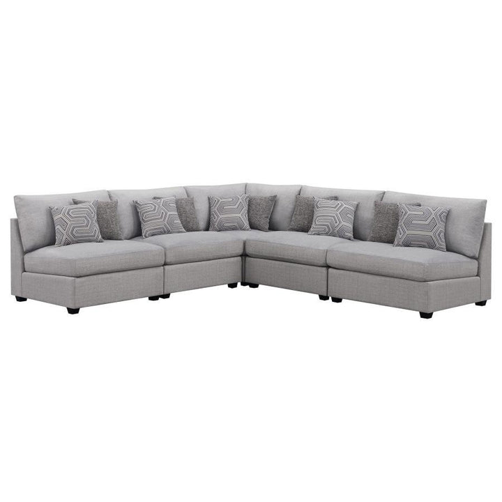 Cambria - Upholstered 5 Piece Modular Sectional Sofa - Gray Stationary Sectional modern furniture Contempo Furniture