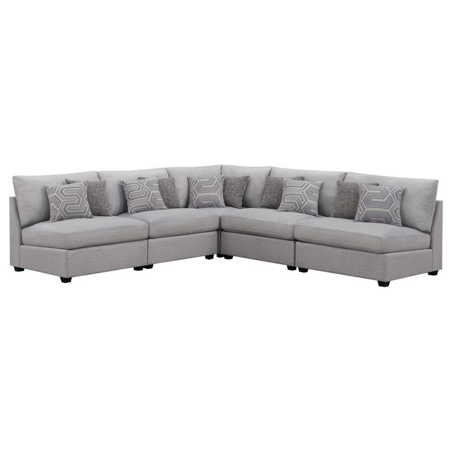 Cambria - Upholstered 5 Piece Modular Sectional Sofa - Gray Stationary Sectional modern furniture Contempo Furniture