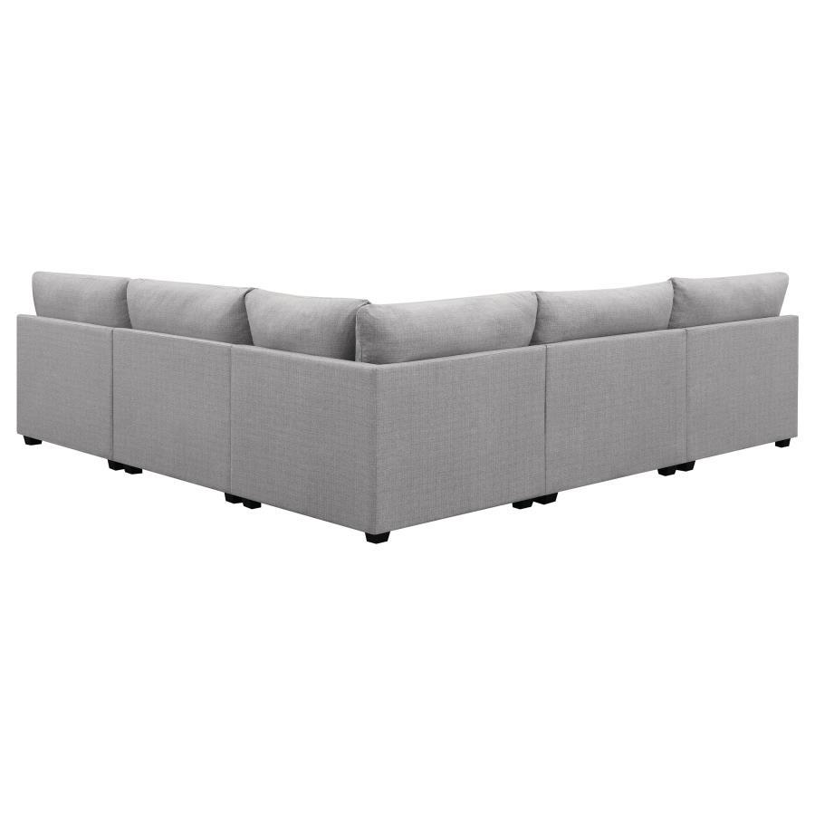 Cambria - Upholstered 5 Piece Modular Sectional Sofa - Gray Stationary Sectional modern furniture Contempo Furniture