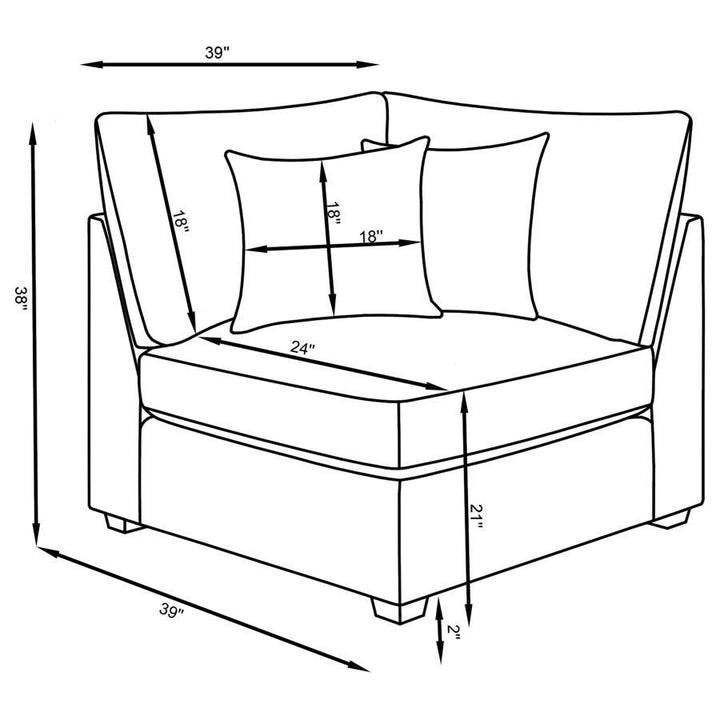 Cambria - Upholstered 5 Piece Modular Sectional Sofa - Gray Stationary Sectional modern furniture Contempo Furniture