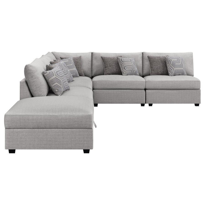 Cambria - Upholstered 6 Piece Modular Sectional Sofa - Gray Stationary Sectional modern furniture Contempo Furniture