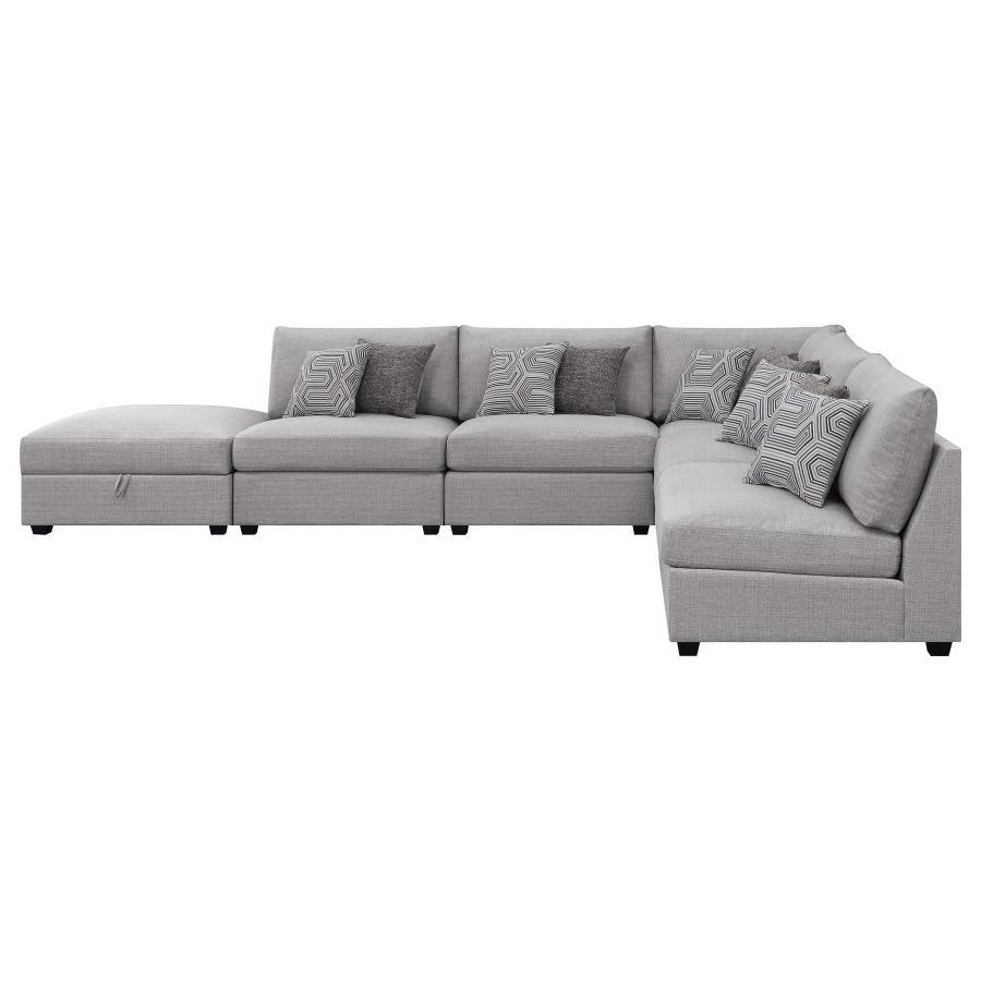 Cambria - Upholstered 6 Piece Modular Sectional Sofa - Gray Stationary Sectional modern furniture Contempo Furniture