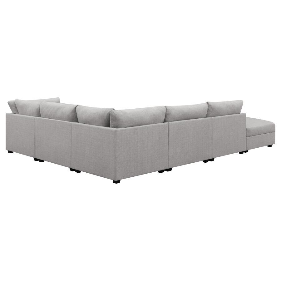 Cambria - Upholstered 6 Piece Modular Sectional Sofa - Gray Stationary Sectional modern furniture Contempo Furniture
