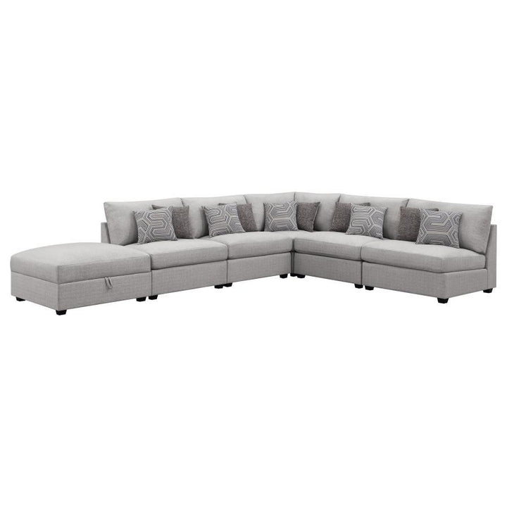 Cambria - Upholstered 6 Piece Modular Sectional Sofa - Gray Stationary Sectional modern furniture Contempo Furniture