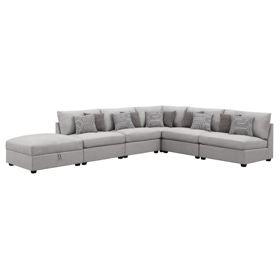 Cambria - Upholstered 6 Piece Modular Sectional Sofa - Gray Stationary Sectional modern furniture Contempo Furniture