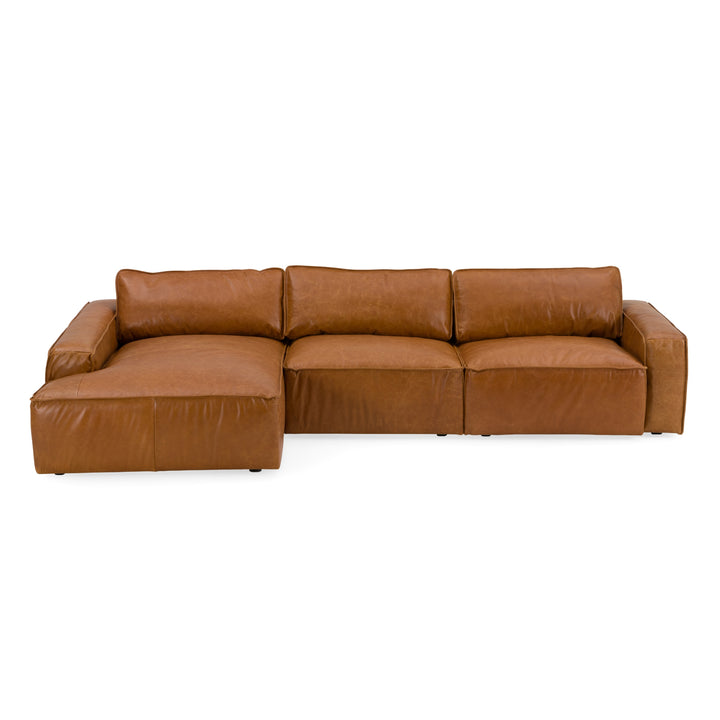 Cambria - Modern LAF Cognac Leather Sectional Sofa