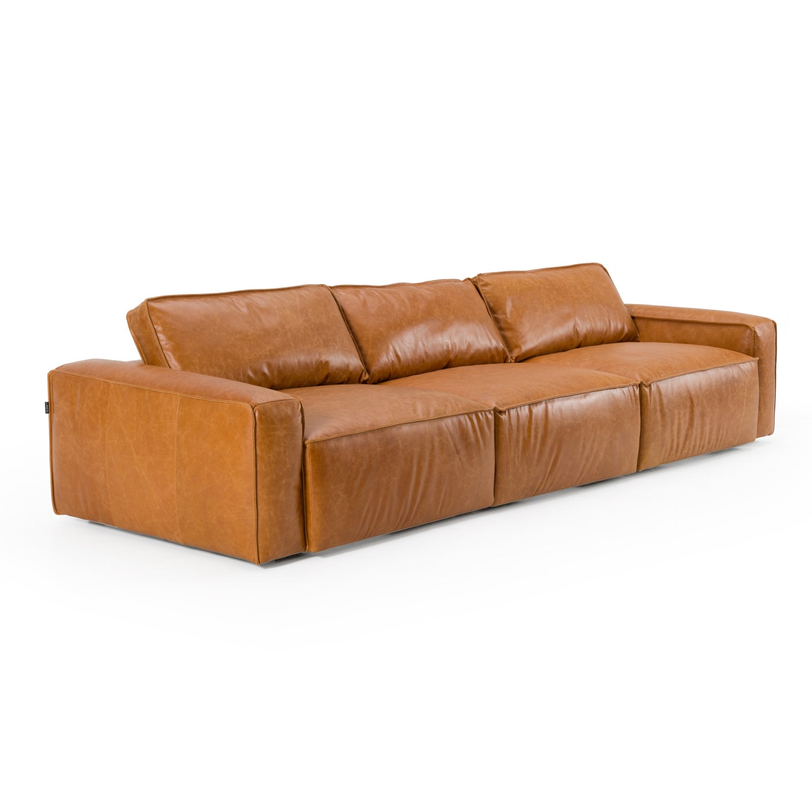 Cambria - Modern Cognac Leather Sofa