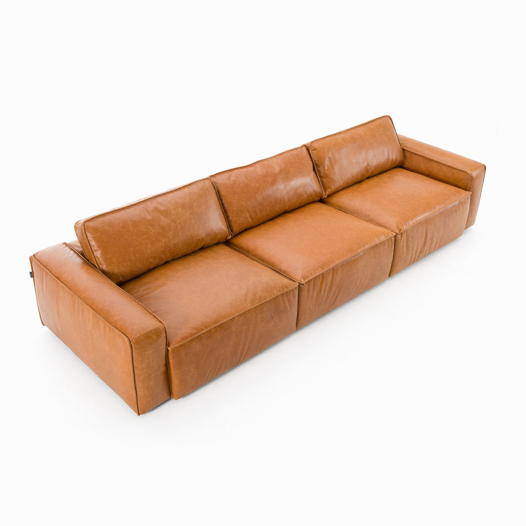 Cambria  Modern Cognac Leather Sofa
