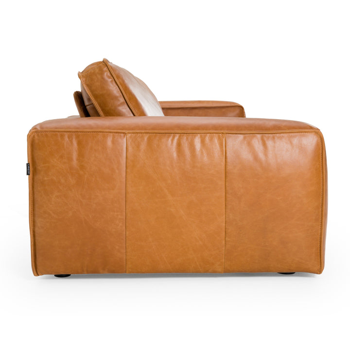 Cambria  Modern Cognac Leather Sofa