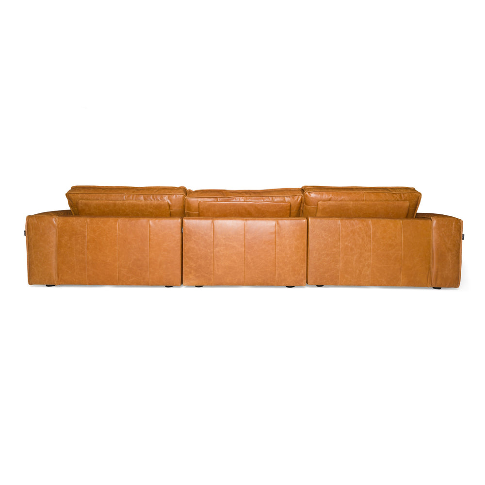 Cambria - Modern Cognac Leather Sofa - View 6