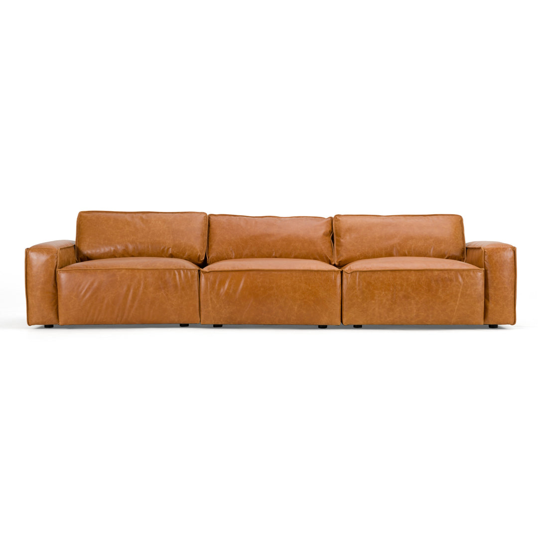 Cambria  Modern Cognac Leather Sofa