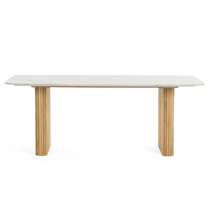 Cambridge White Marble &amp; Mango Rectangular Dining Table
