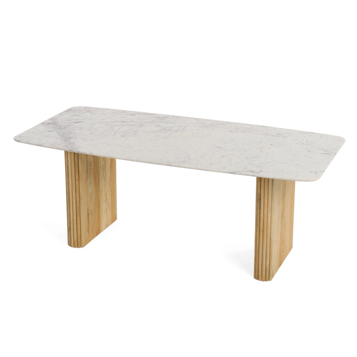 Cambridge White Marble &amp; Mango Rectangular Dining Table