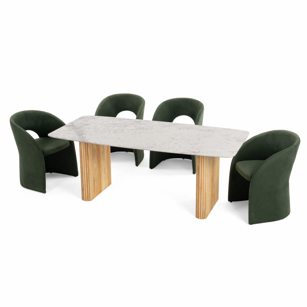 Cambridge White Marble & Mango Rectangular Dining Table - View 5