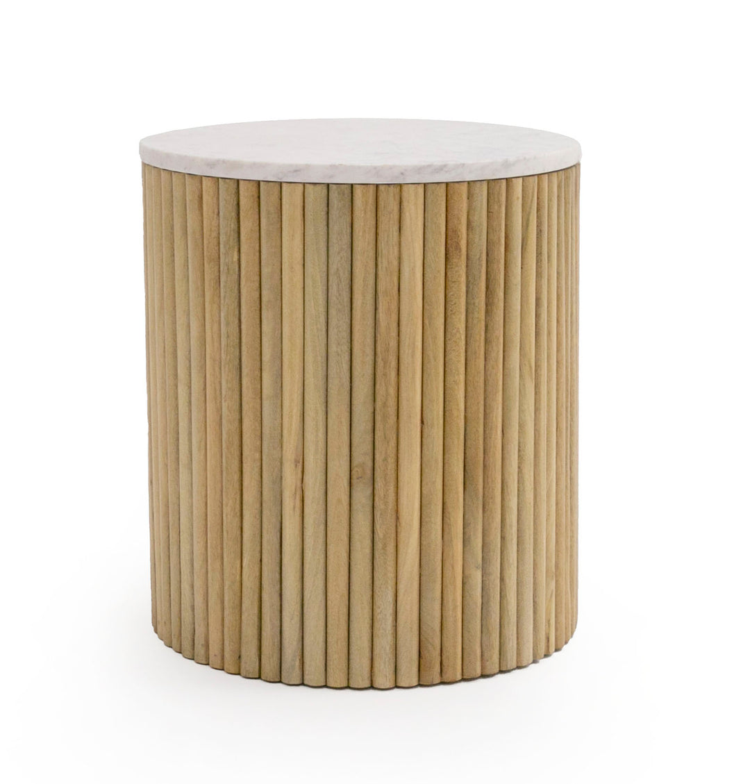 Cambridge White Marble  and  Mango Round End Table