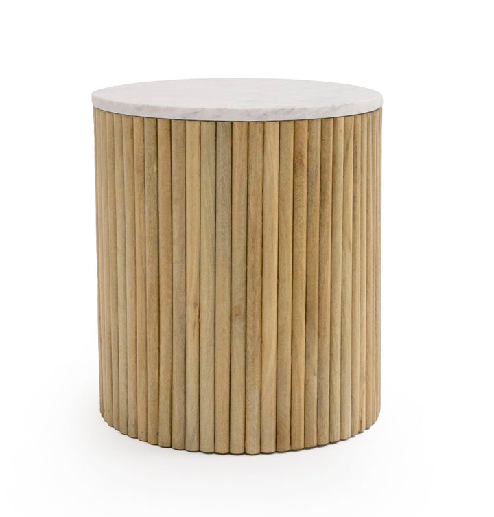 Cambridge White Marble  and  Mango Round End Table