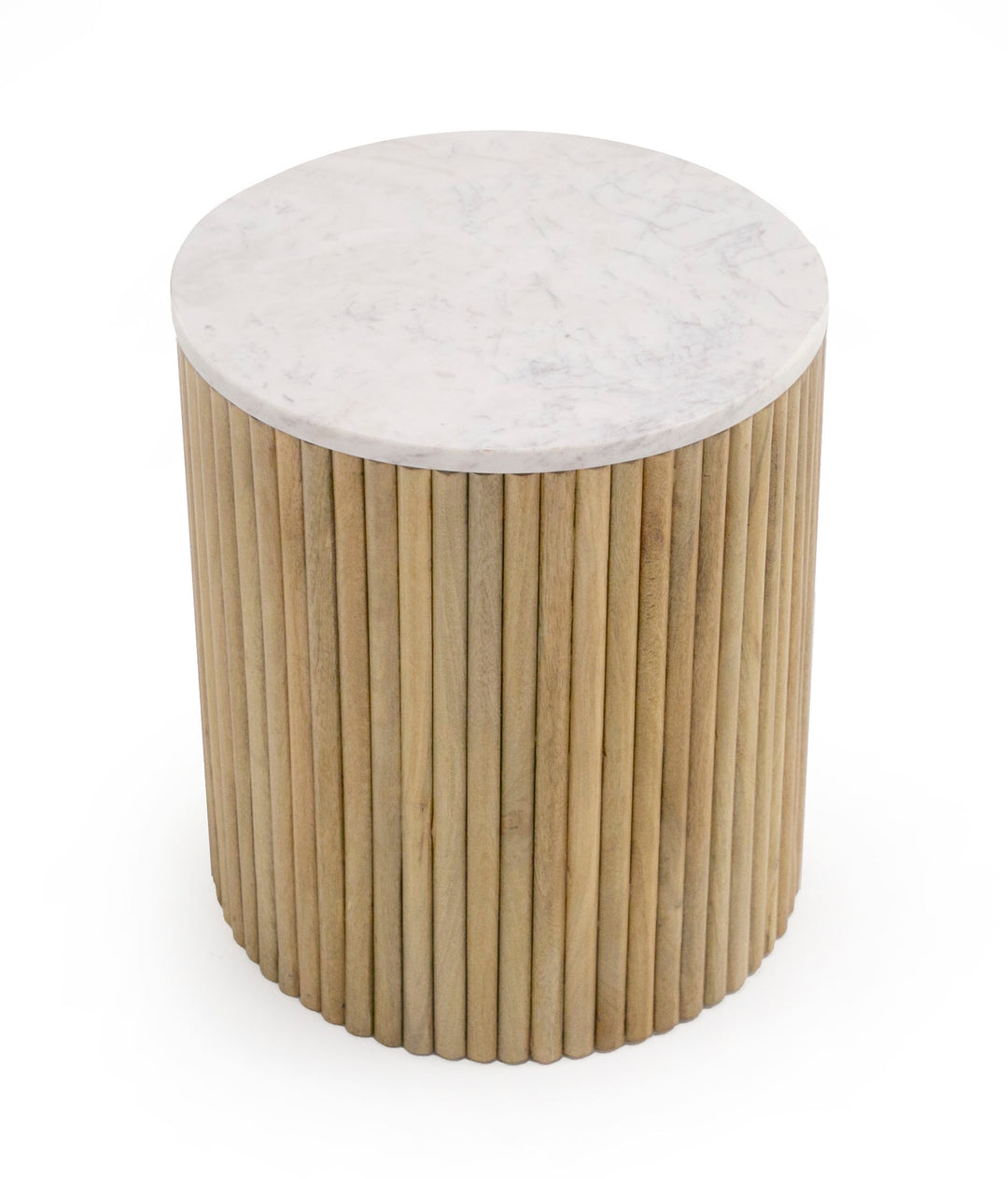 Cambridge White Marble  and  Mango Round End Table
