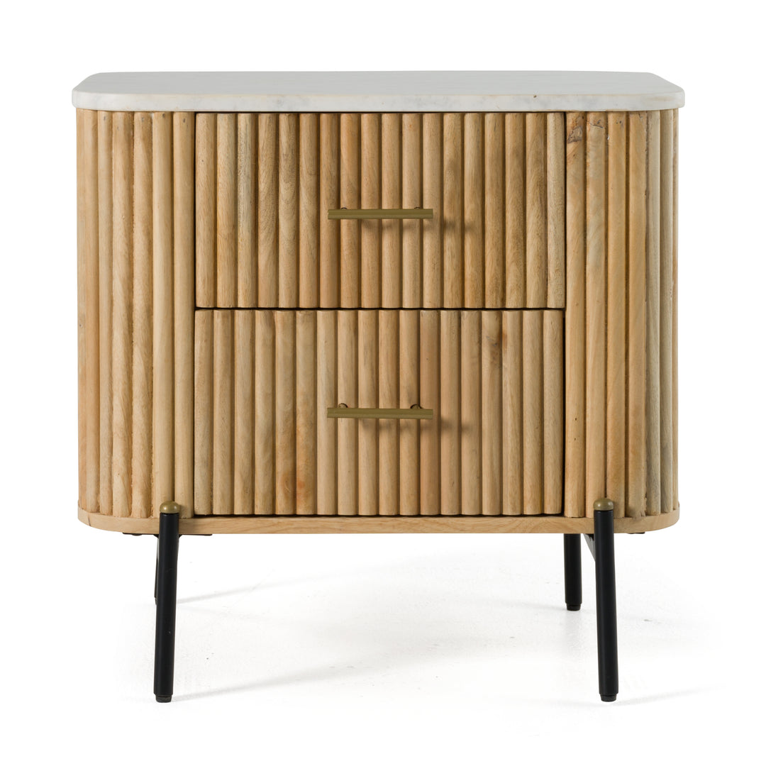 Cambridge White Marble & Mango 2 Drawer Nightstand