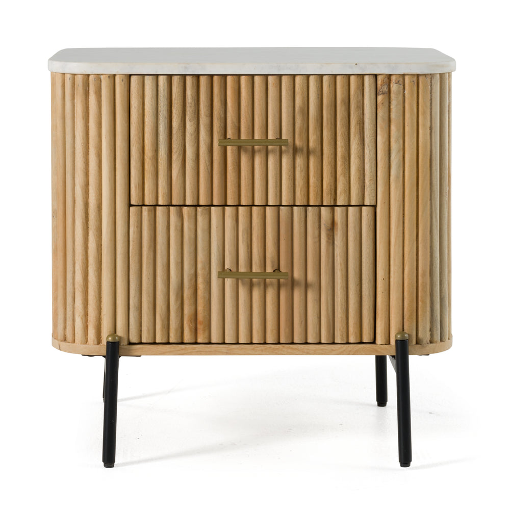 Cambridge White Marble & Mango 2 Drawer Nightstand - View 5