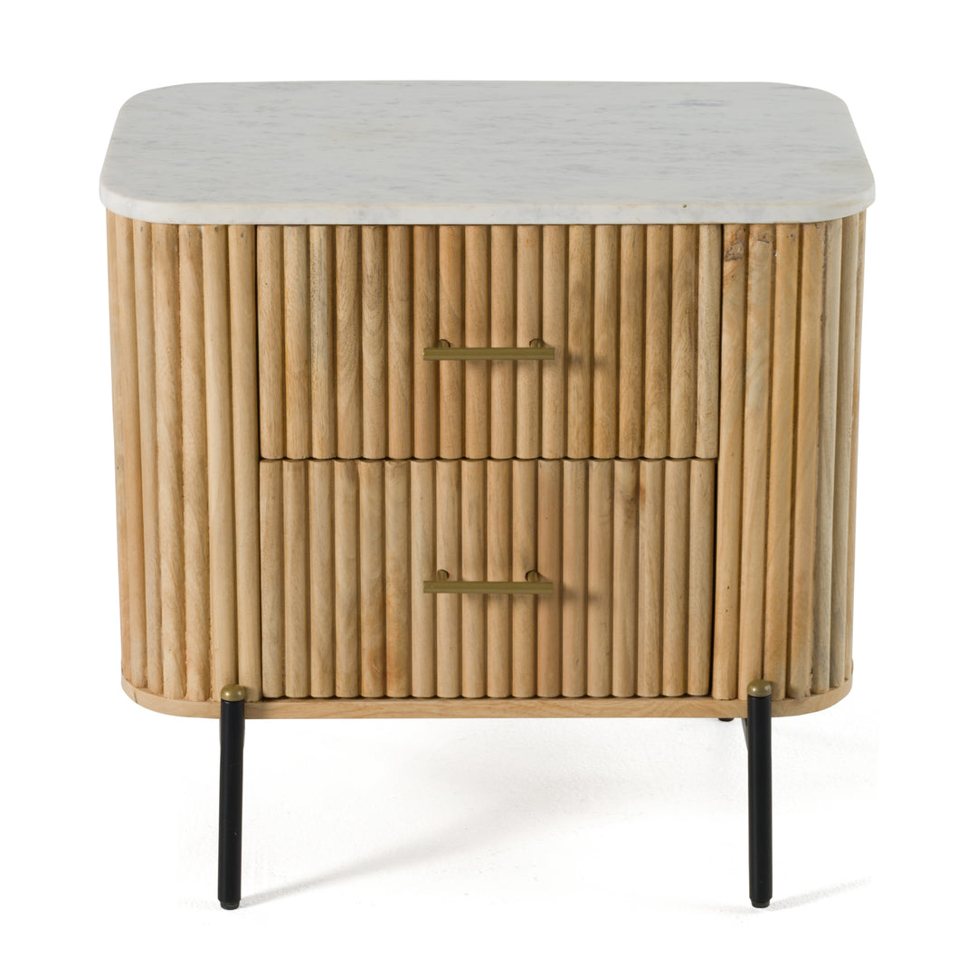 Cambridge White Marble & Mango 2 Drawer Nightstand