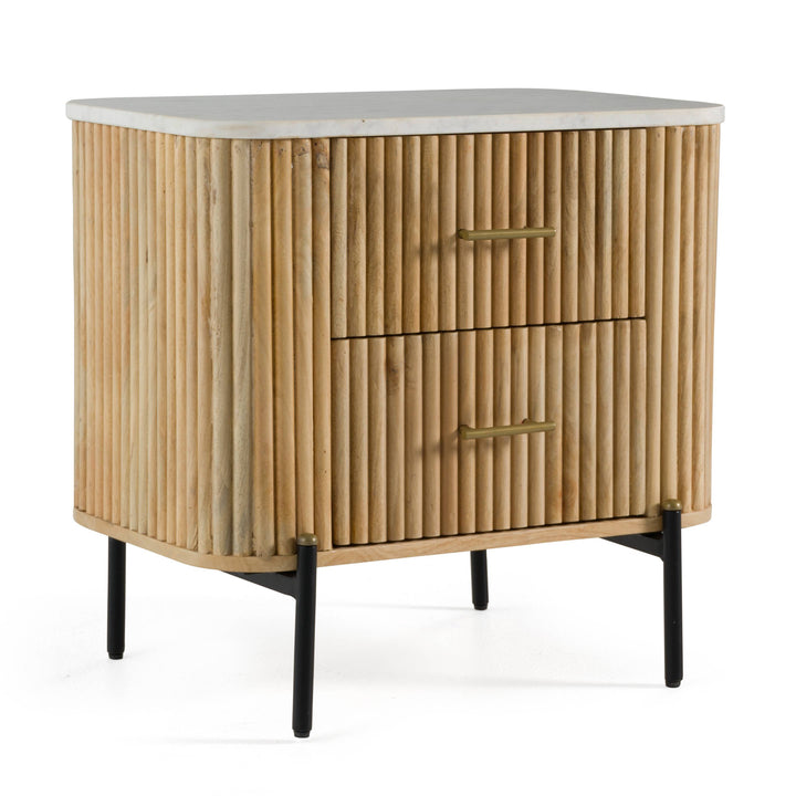 Cambridge White Marble  and  Mango 2 Drawer Nightstand