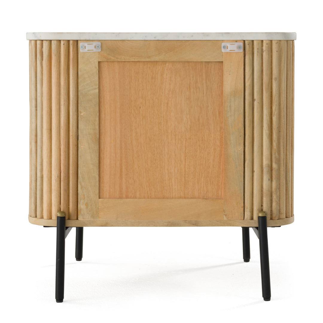 Cambridge White Marble & Mango 2 Drawer Nightstand