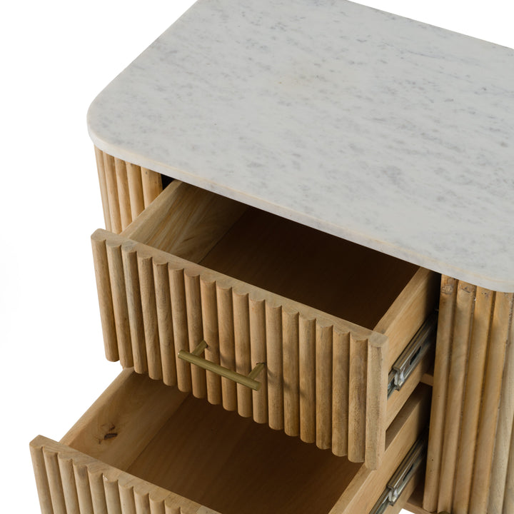 Cambridge White Marble  and  Mango 2 Drawer Nightstand