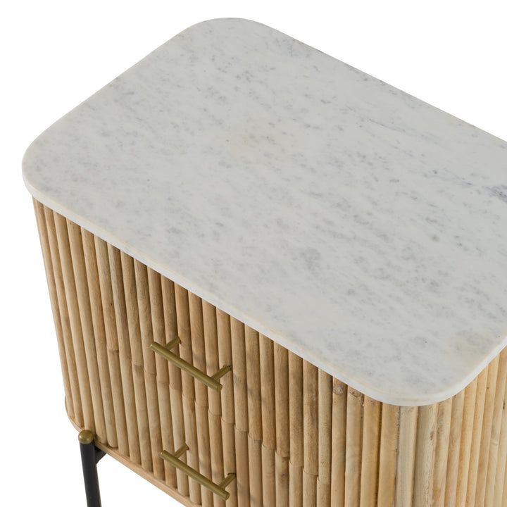 Cambridge White Marble &amp; Mango 2 Drawer Nightstand
