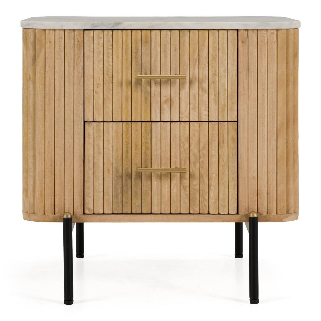 Cambridge White Marble & Mango 2 Drawer Nightstand