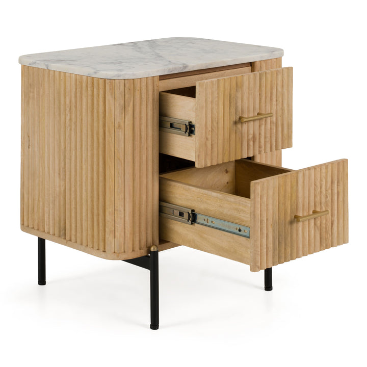 Cambridge White Marble &amp; Mango 2 Drawer Nightstand