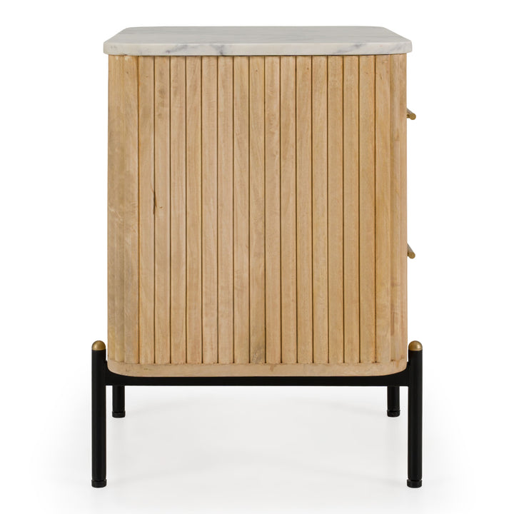 Cambridge White Marble &amp; Mango 2 Drawer Nightstand