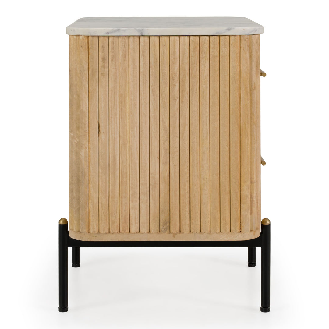 Cambridge White Marble & Mango 2 Drawer Nightstand