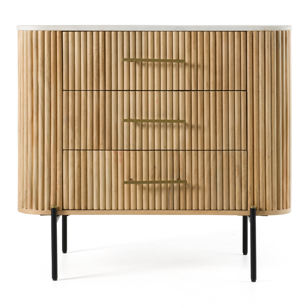 Cambridge White Marble & Mango 3 Drawer Dresser