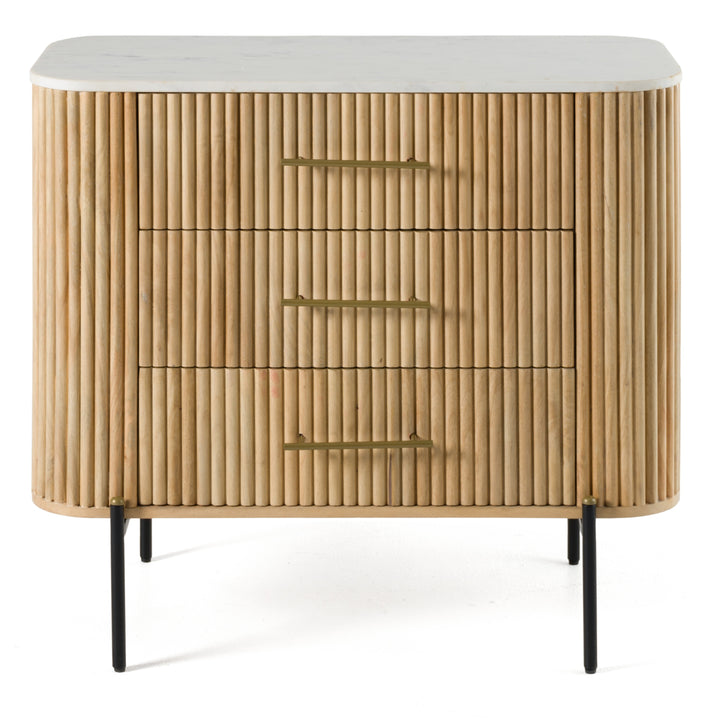 Cambridge White Marble &amp; Mango 3 Drawer Dresser